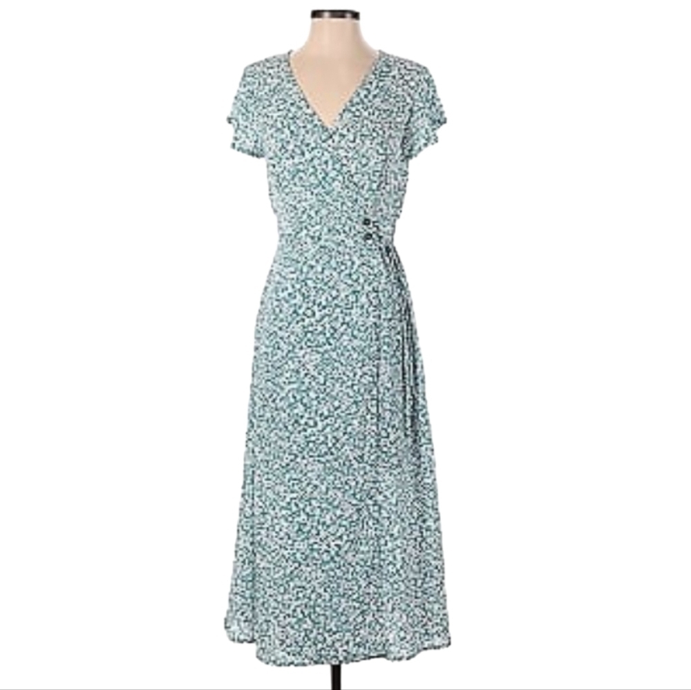 Sienna Sky Green & White‎ Floral Midi Length Dress Size XS
